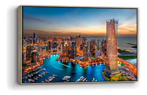 Cuadro Enmarcado Flotado Dubai Al Atardecer 90x140cm