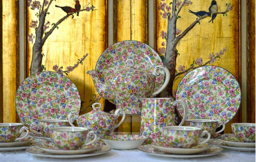 Juego Para Te Myott Stafordshire Summer Flowers Chintz C1930