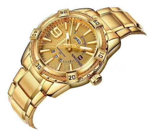 Relógio Masculino Original Analógico Pulseira Em Aço Dourado