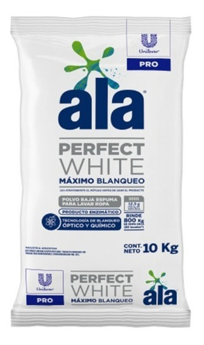 Jabón En Polvo Para Ropa Ala Perfect White Bolsa 10 kgs
