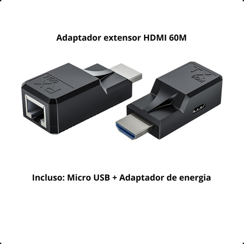 Extensor Hdmi 60mt Via Cabo Rede Full Hd 1080p Plug & Play