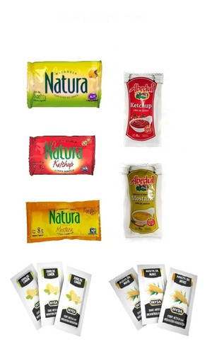 Mayonesa Mostaza Ketchup Limón Vinagre Aceite Sal X100 C/u