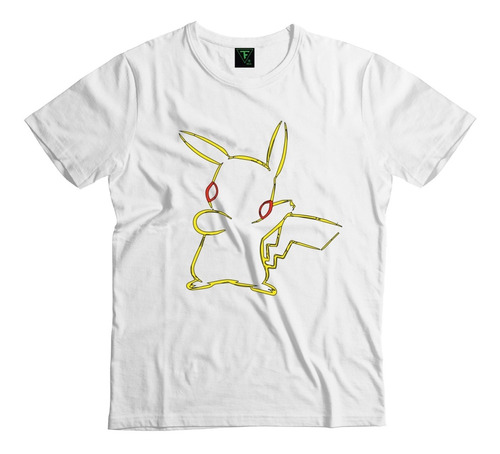 Polera Pikachu Silueta Pokemon Unisex Algodón Xs A Xl