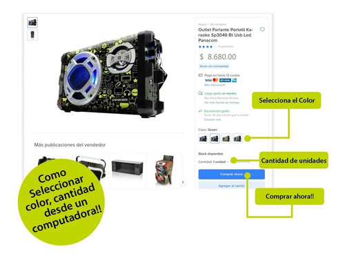 Parlante Portatil Luz Led Bluetooth Recargable Con Microfono