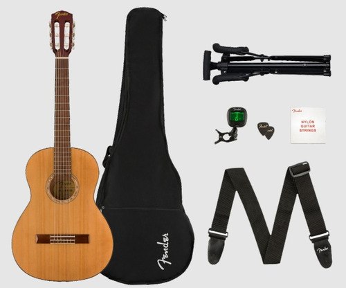 Guitarra Criolla Fender Fa-15n Con Funda Pie Afinador Correa