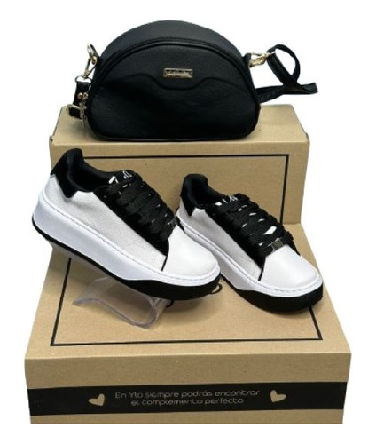 Zapatillas Ylo Shoes Combo Blango Y Negro Con Cartera