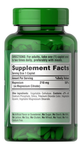 Imagen 2 de 3 de Citrato De Magnesio 200 Mg X90 Comprimidos