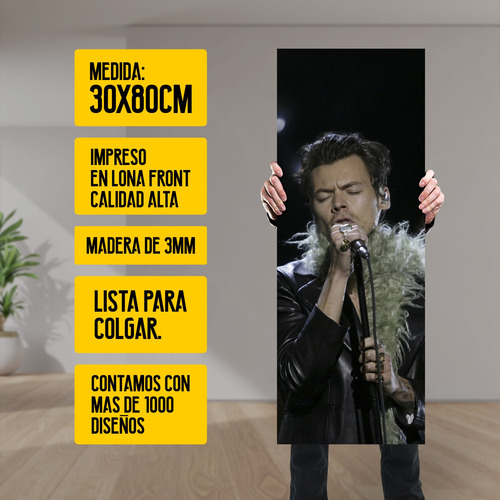 Cuadro Grande 30x80 Cm Musica Harry Styles Cantando Animeras