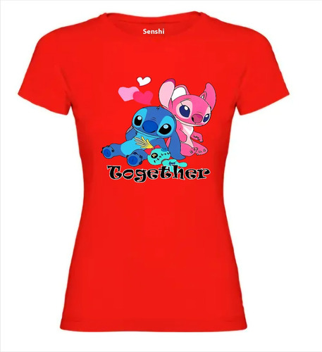 Polera Diseño Stitch Y Angel Estampada Dtf Cod 002