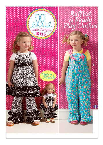 Kwik-sew Patterns K0135osz Parte Superior Pantalon Niña Mono