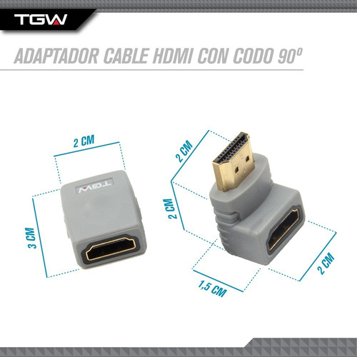 Adaptador Cable Hdmi Tagwood Con Codo 90º