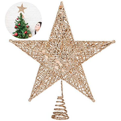 Estrella De Árbol De Navidad De Metal Estrellada Brill...