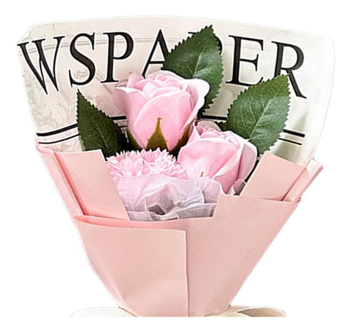 Ramo De Flores De Jabón, Regalo 3 Piezas De Flores Rosadas.