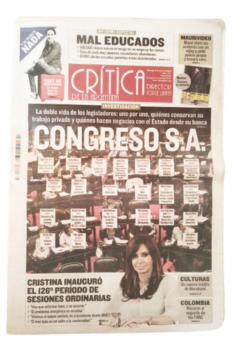 1er. Ejemplar Diario Crítica De La Arg 02-03-2008  Lanata