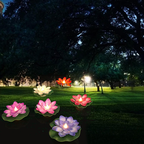 4 X 6 Piezas Led Flotante Lotus Light Wishing Decoración