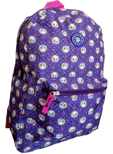 Mochila Escolar Cachorro For Girls Roxo Pet Emoji Cão Linda