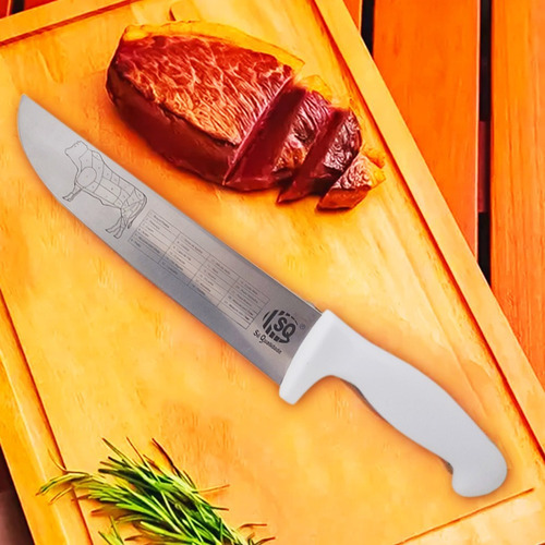 Faca Carne Chef Inox Cabo Branco 8'' Profissional Açougueiro