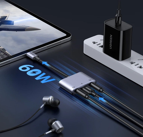 Adaptador Dac Chip Usb-c 3.5mm Trrs + Power Carga Hifi Pc