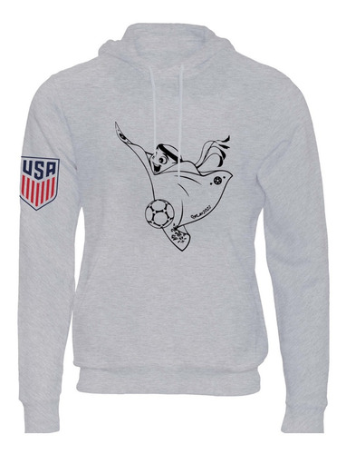 Imagen 4 de 6 de Buzo Gris Usa Mascota Mundial Qatar 2022 Adultos Y Niños