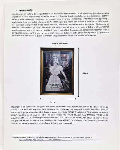 Fotografía De María Félix Con Su Firma Y Dedicatoria. 100cm (Usado)