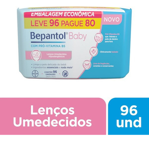 Kit 2 Pacotes De Toalhas Umedecida Bepantol Baby C/96 Lenço