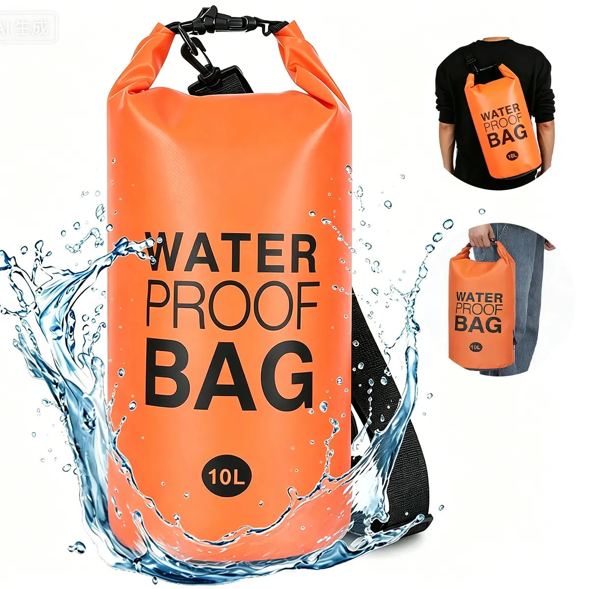 Bolsa Seca Impermeable 10L, Mochila Prueba de Agua Con Correa Hombro Ajustable, Dry Bag Estanca y Plegable, Mochila Pequeña Ligera Flotante para Senderismo Camping Mar Viaje Pesca 