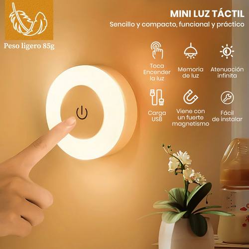 Y Luz Noche Lámpara Pared Focos Led Clóset Recargable Usb