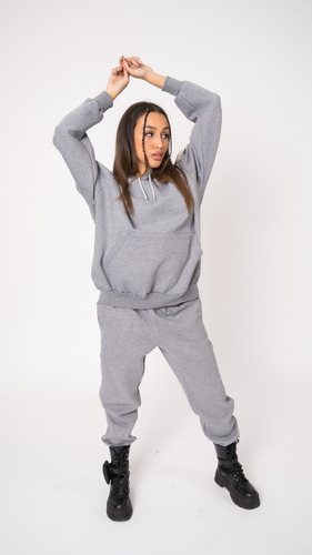  Conjunto Mujer Buzo Canguro Y Joggins Jogger Oversize