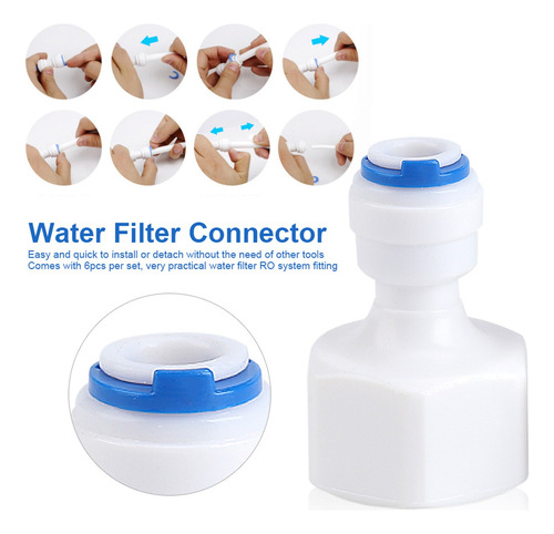 Conector Rápido De Filtro De Agua 6 Piezas 1/4 Tubo Od A 1/2
