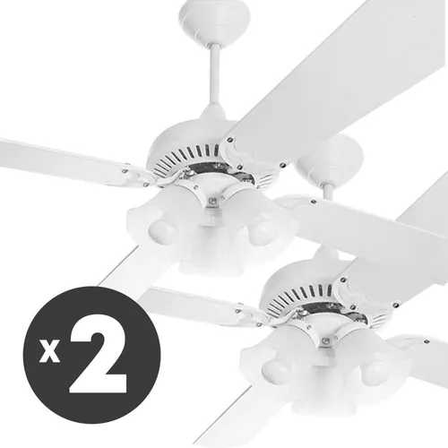 Ventilador Techo Madera Blanco Luz Lumer 603 5 Años Gtia X 2