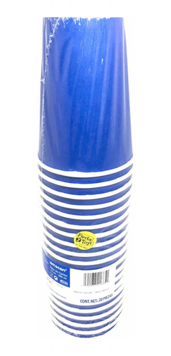 20 Vasos Carton Azul Rey P 12oz Bebidas Frias Calientes Am