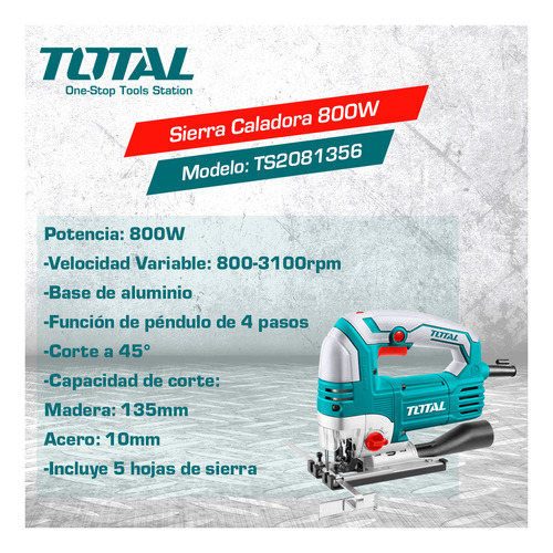 Sierra Total caladora industrial ts2081356 Potencia 800w