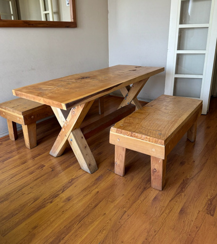 Juego De Comedor Hecho En Madera Natural