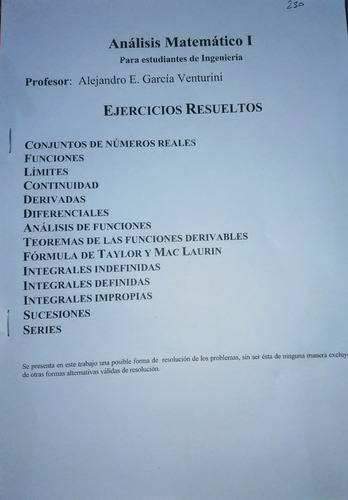 Resueltos Análisis Matemático 1 P/ Estudiantes De Ingeniería