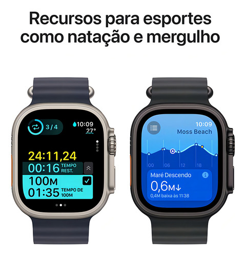 Apple Watch Ultra 2 Gps + Cellular Caixa Preta De Titânio Preto Correa Ocean Preto Titânio