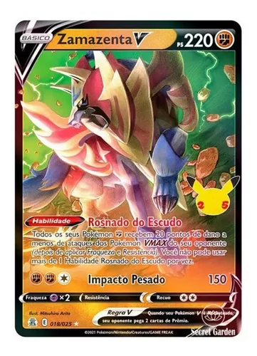 Original Carta Pokemon Lendaria ultra rara Zamazenta V em Promoção