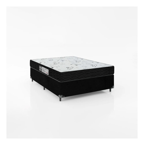 Cama Box Viúva + Colchão D33 One Face - Suede Preto