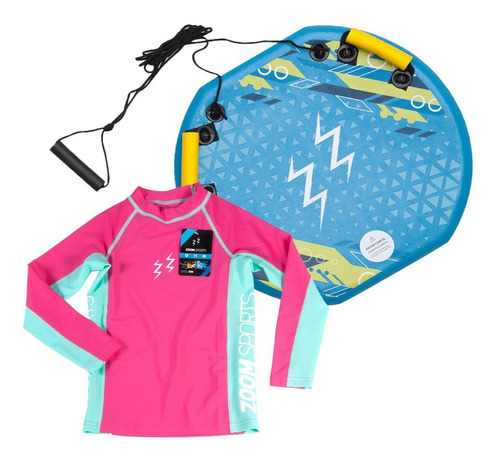 Set Tabla Y Camiseta De Natacion Rosa Para Niña Talla 6