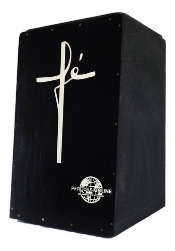 Cajon Acústico Percussionline Fé Cruz Preto Promoção!