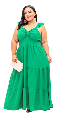 Vestido Longo Plus Size Moda Feminina Verão Elegante 46 A 52