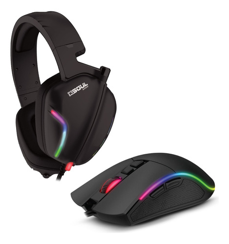 Combo Gaming Auriculares Xh150 + Mouse Xm550 Con Luces Led