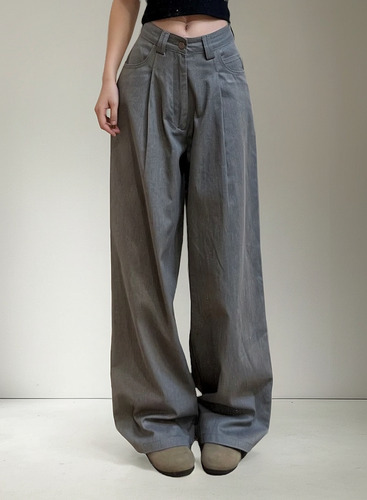 Deeptown Baggy Coreano Y2k Gris Jeans Casual Pierna Ancha