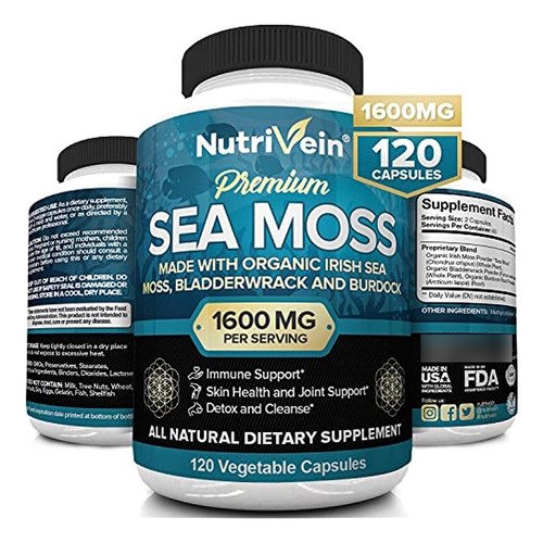 Nutrivein Organic Sea Moss 1600mg Plus Fucus & Burdock - 120