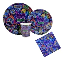 Comprar Set Platos, Vasos, Servilletas Y Mantel Cotillon Game Zone