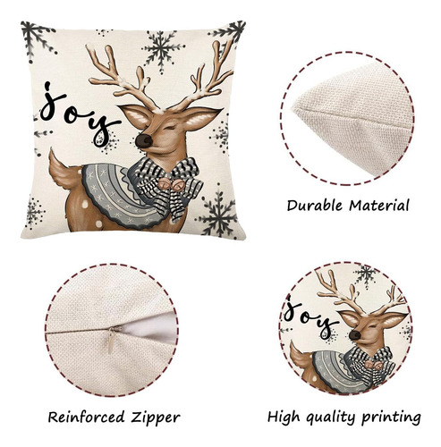 Juego De 4 Fundas De Almohada Navideñas De 18 X 18 Pul...