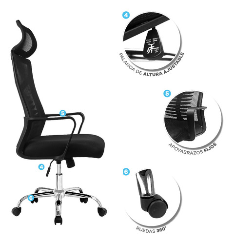 Sillas De Oficina Gerencial Ergonómica Giratoria Con Ruedas