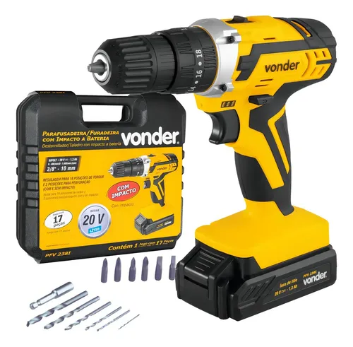 Furadeira Parafusadeira Vonder PFV 238i 20V Amarelo Bivolt