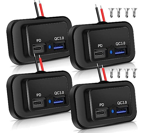 4pcs Salidas Usb Rv De 12v/24v, Doble Pd3.0 Tipo C (usb...