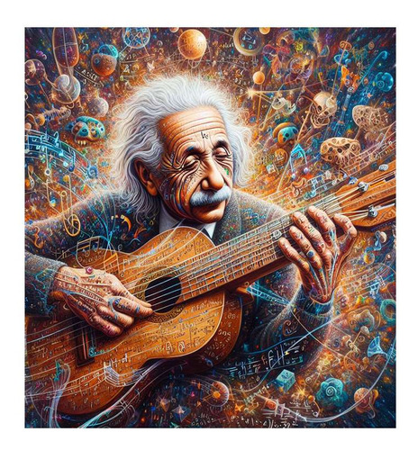 Vinilo 100x100cm Einstein Tocando Viola Guitarra Musica