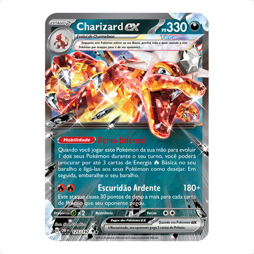 Carta Pokémon Obsidiana Em Chamas 125 Rara Dupla Charizard Ex Pt